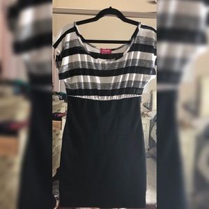 Black, Grey, and White Stripped Mini Dress